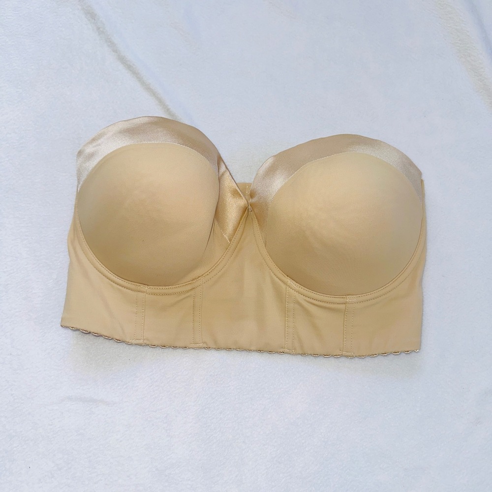 Nude Beige Longline Strapless Bra Underwire Padded 38DDD EU 85F